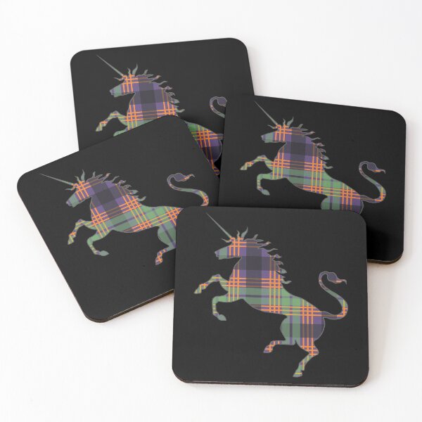 Item preview, Scottish Purple, Orange and Green Tartan Rearing Unicorn Silhouette  designed and sold by MacPean.