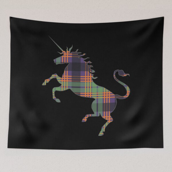 Item preview, Scottish Purple, Orange and Green Tartan Rearing Unicorn Silhouette  designed and sold by MacPean.