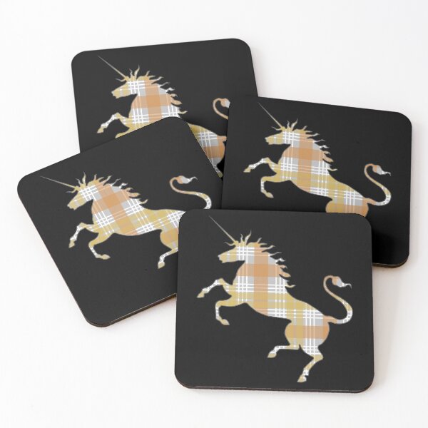 Item preview, Scottish Metallic Gold, Silver and Bronze Tone Tartan Rearing Unicorn Silhouette  designed and sold by MacPean.