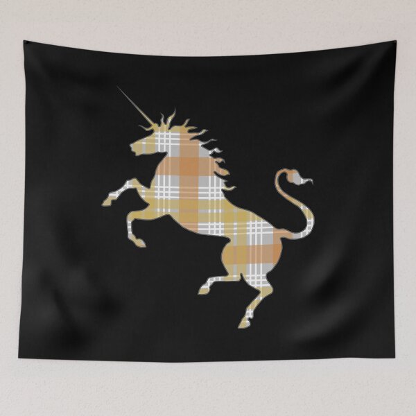 Item preview, Scottish Metallic Gold, Silver and Bronze Tone Tartan Rearing Unicorn Silhouette  designed and sold by MacPean.
