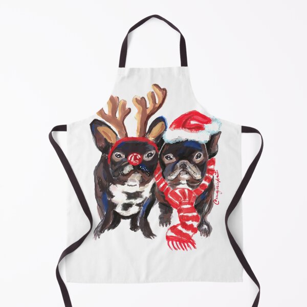 Item preview, Two french bulldogs dressed as Santa and deer designed and sold by orangerinka.