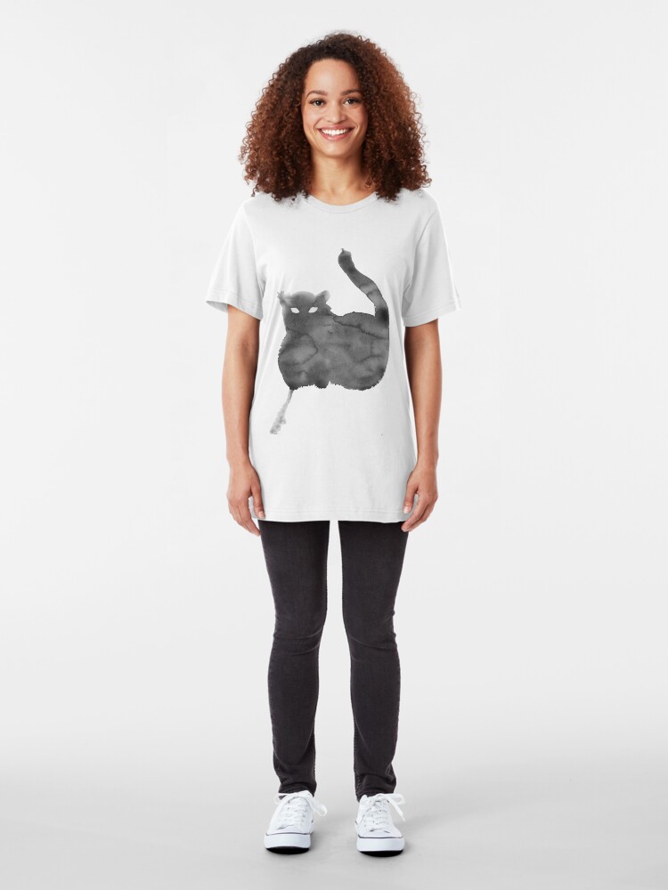 Alternate view of Chat Nuageux • Cloudy Cat • Gato Nublado Slim Fit T-Shirt