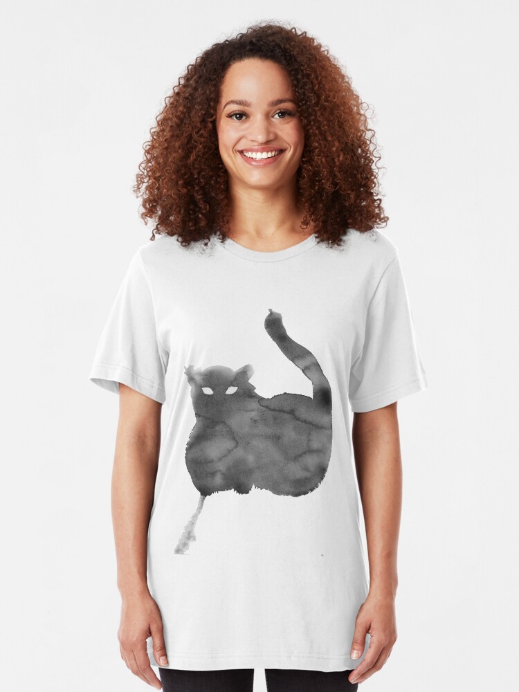 Alternate view of Chat Nuageux • Cloudy Cat • Gato Nublado Slim Fit T-Shirt