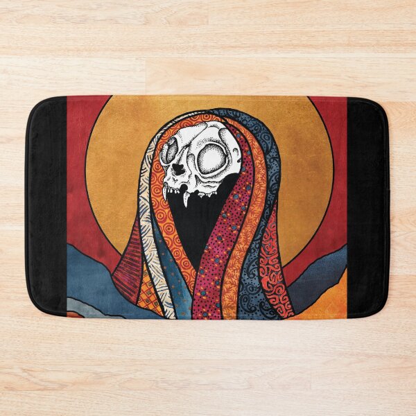 Item preview, Cat skull orthodox saint portrait. Ink, watercolor, and gold leaf designed and sold by RedFinchDesigns.