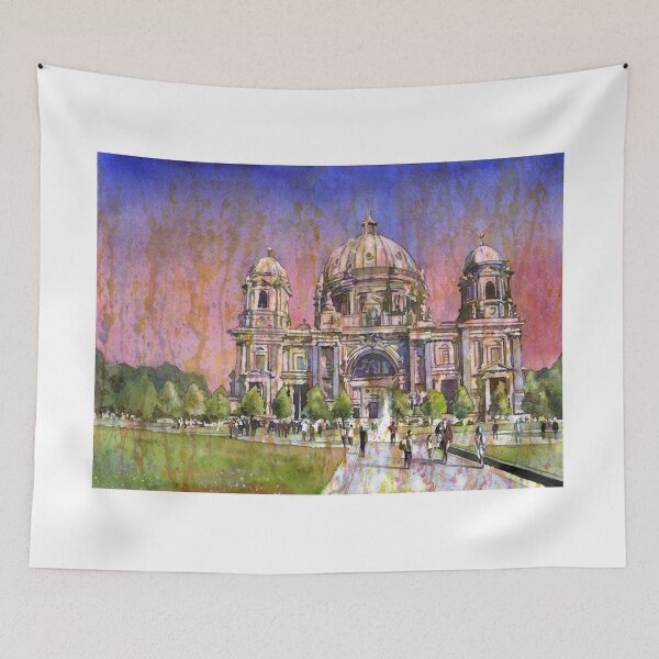 Item preview, Watercolor painting of Berlin Cathedral Germany art designed and sold by rfoxphoto.