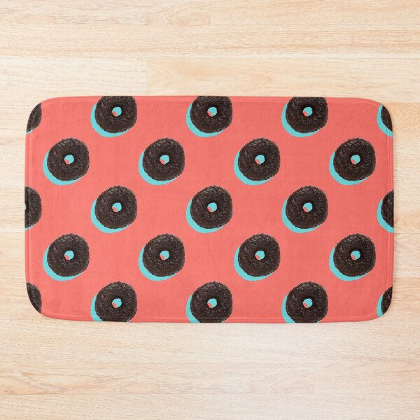 Item preview, Chocolate donuts with pale blue shadows on a coral background designed and sold by acidmit.
