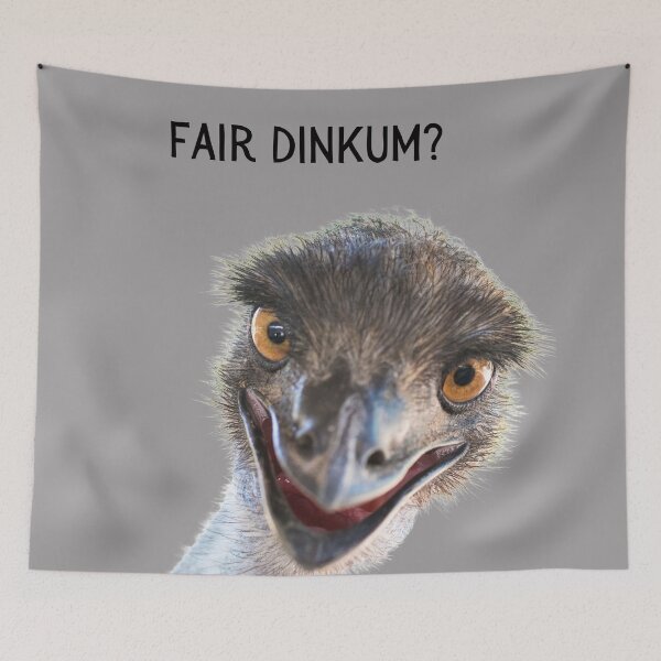 Item preview, Fair dinkum? Emu, close up. Photograph and black text. designed and sold by JellyBeenzz.