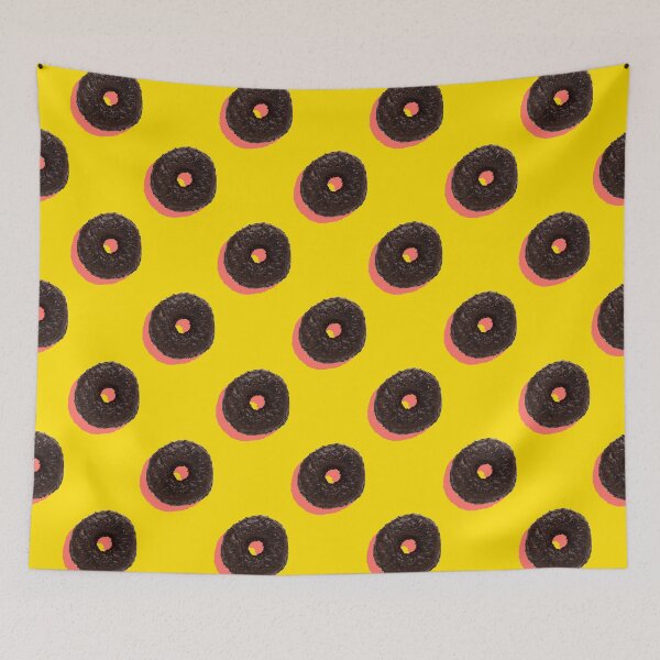 Artikelvorschau, Chocolate donuts with coral shadows on a yellow background entworfen und verkauft von acidmit.