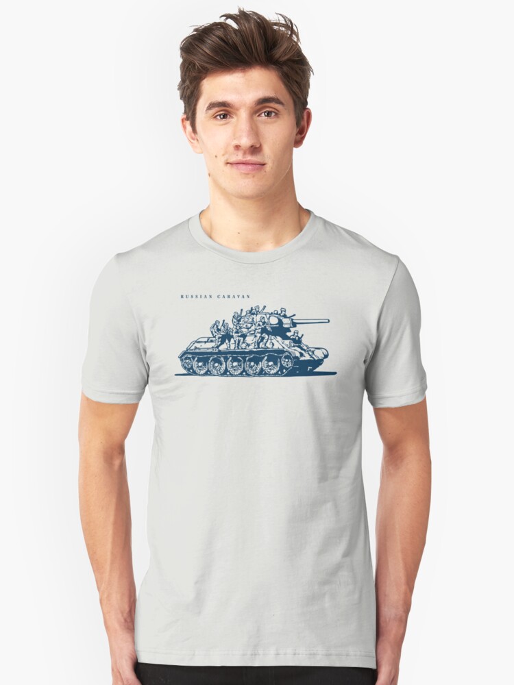 Alternate view of T-34 Russian Caravan Slim Fit T-Shirt