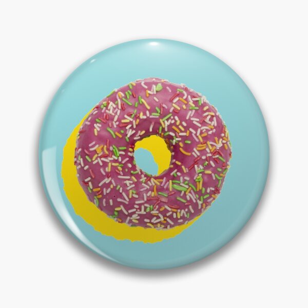 Artikelvorschau, Pink donuts with multicolor sprinkles and yellow shadows on a pale blue background entworfen und verkauft von acidmit.