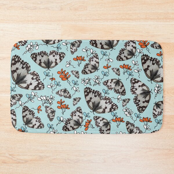 Item preview, Flowers and Butterflies pattern. butterflies. flowers. blue. white. red. designed and sold by PrintedDreams.