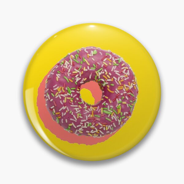 Item preview, Pink donuts with multicolor sprinkles and coral shadows on a yellow background designed and sold by acidmit.