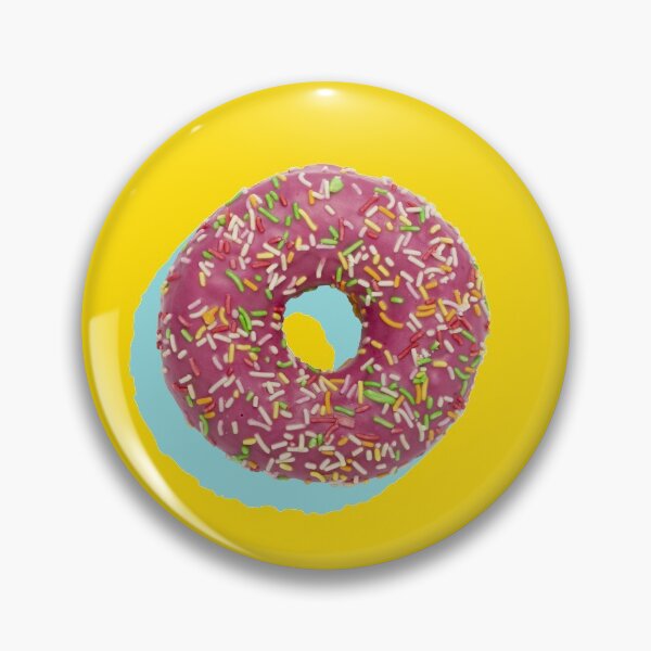 Item preview, Pink donuts with multicolor sprinkles and pale blue shadows on a yellow background designed and sold by acidmit.