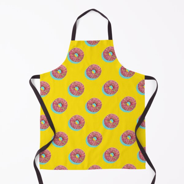Item preview, Pink donuts with multicolor sprinkles and pale blue shadows on a yellow background designed and sold by acidmit.