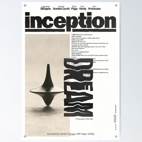 Item preview, Inception Movie Poster designed and sold by johnsimdesign.