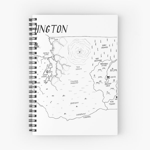 Item preview, Washington as a fantasy map - black and white designed and sold by aldayuan.