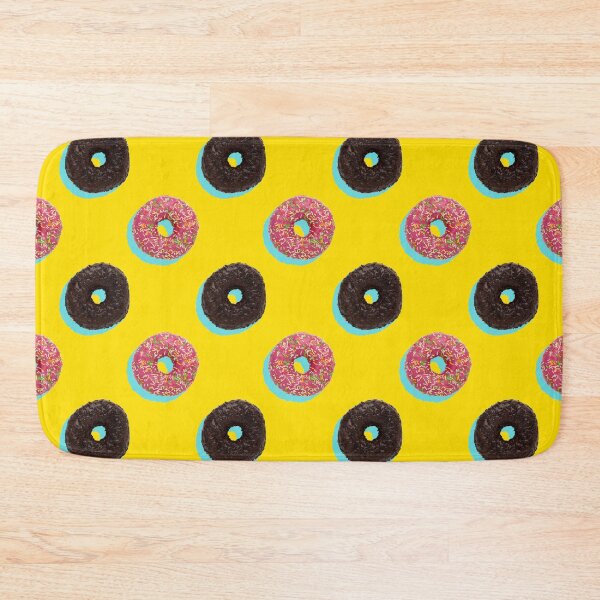 Item preview, Chocolate and pink donuts with pale blue shadows on a yellow background designed and sold by acidmit.