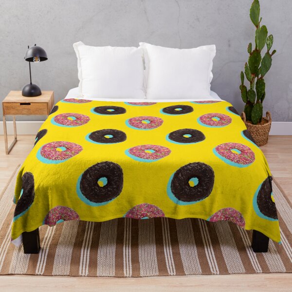 Artikelvorschau, Chocolate and pink donuts with pale blue shadows on a yellow background entworfen und verkauft von acidmit.