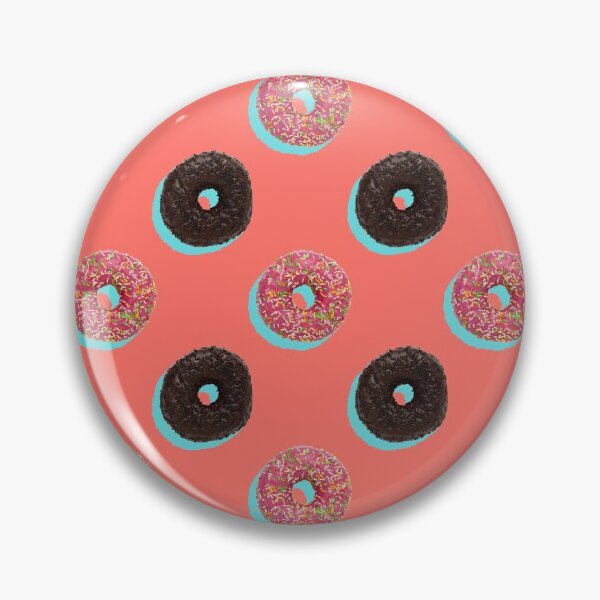Item preview, Pink and chocolate donuts with pale blue shadows on a coral background designed and sold by acidmit.