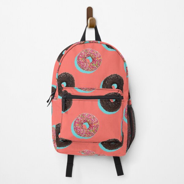 Item preview, Pink and chocolate donuts with pale blue shadows on a coral background designed and sold by acidmit.