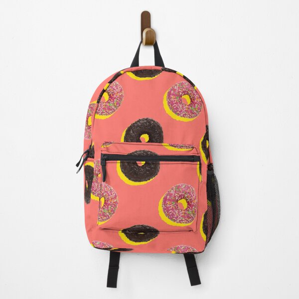 Item preview, Chocolate and pink donuts with yellow shadows on a coral background designed and sold by acidmit.