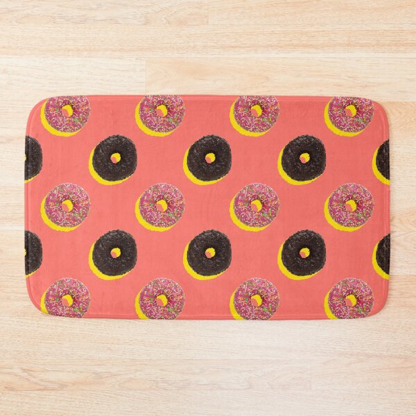 Item preview, Chocolate and pink donuts with yellow shadows on a coral background designed and sold by acidmit.