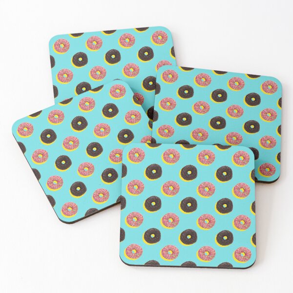 Artikelvorschau, Pink and chocolate donuts with yellow shadows on a pale blue background entworfen und verkauft von acidmit.