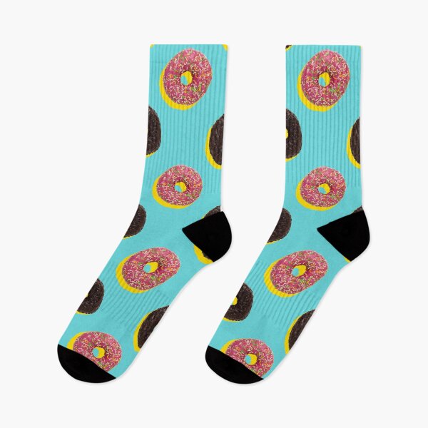 Artikelvorschau, Pink and chocolate donuts with yellow shadows on a pale blue background entworfen und verkauft von acidmit.