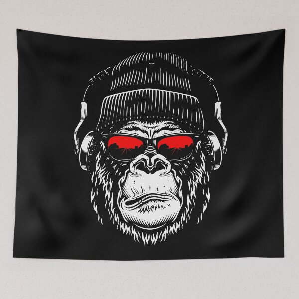 Item preview, Gorillahead with red sunglasses, hat and headphones designed and sold by froggy-stylecom.