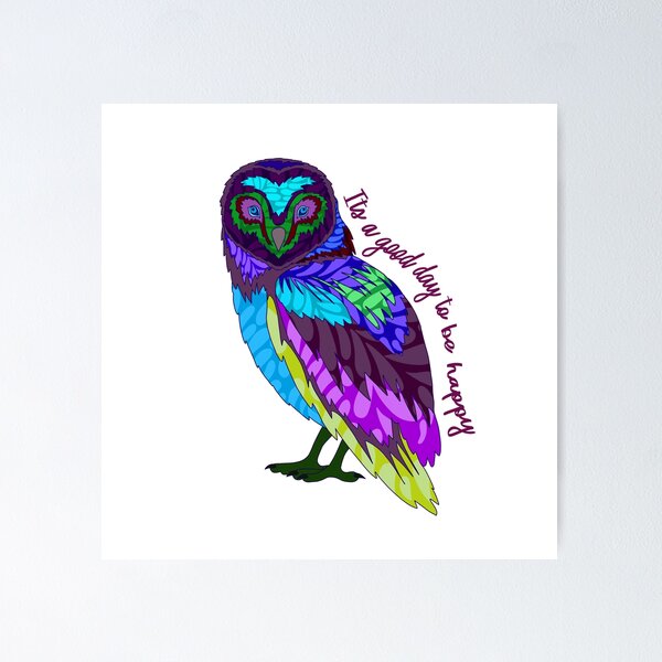 Item preview, Abstract Owl - It's a Good Day to be Happy - Purple/Green/Blue designed and sold by Emily Boynton.