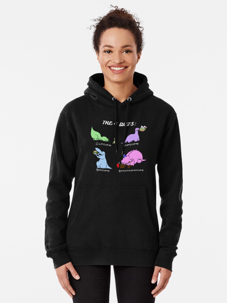 The 4 Diets: Carnivore, Herbivore, Omnivore, Omnomnomnivore (light) |  Pullover Hoodie