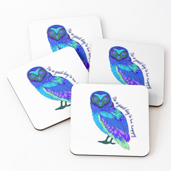 Item preview, Abstract Owl - It's a Good Day to be Happy - Blue/Teal designed and sold by Emily Boynton.