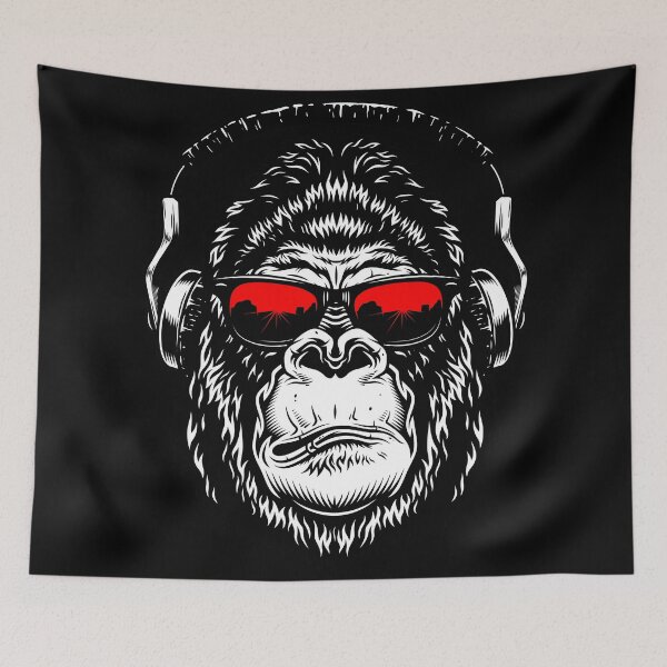 Item preview, Gorillahead with red sunglasses and headphones designed and sold by froggy-stylecom.
