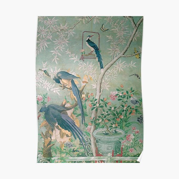 Exotic Birds Chinoiserie Mural Poster