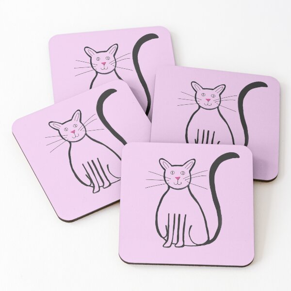 Item preview, Smiling black cat (pink) designed and sold by Attenborough_Fan.