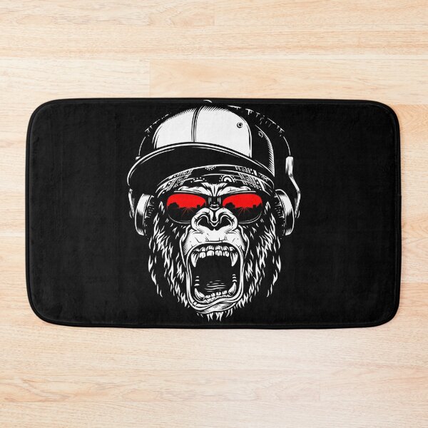 Item preview, Gorillahead with red sunglasses, cap and headphones screaming designed and sold by froggy-stylecom.
