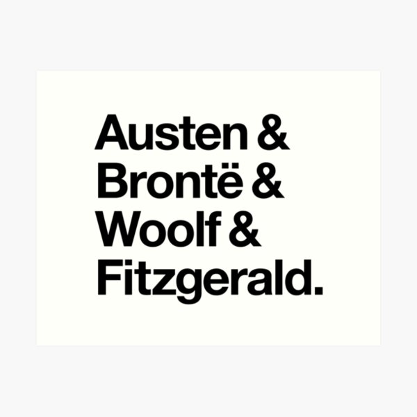 Item preview, Classic Literature Authors - Black Helvetica (Austen and Bronte and Woolf and Fitzgerald) designed and sold by SaraduJour.