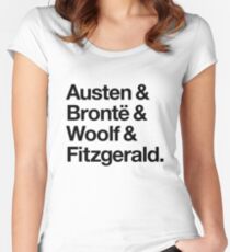 Classic Literature Authors - Black Helvetica (Austen and Bronte and Woolf and Fitzgerald) Women's Fitted Scoop T-Shirt