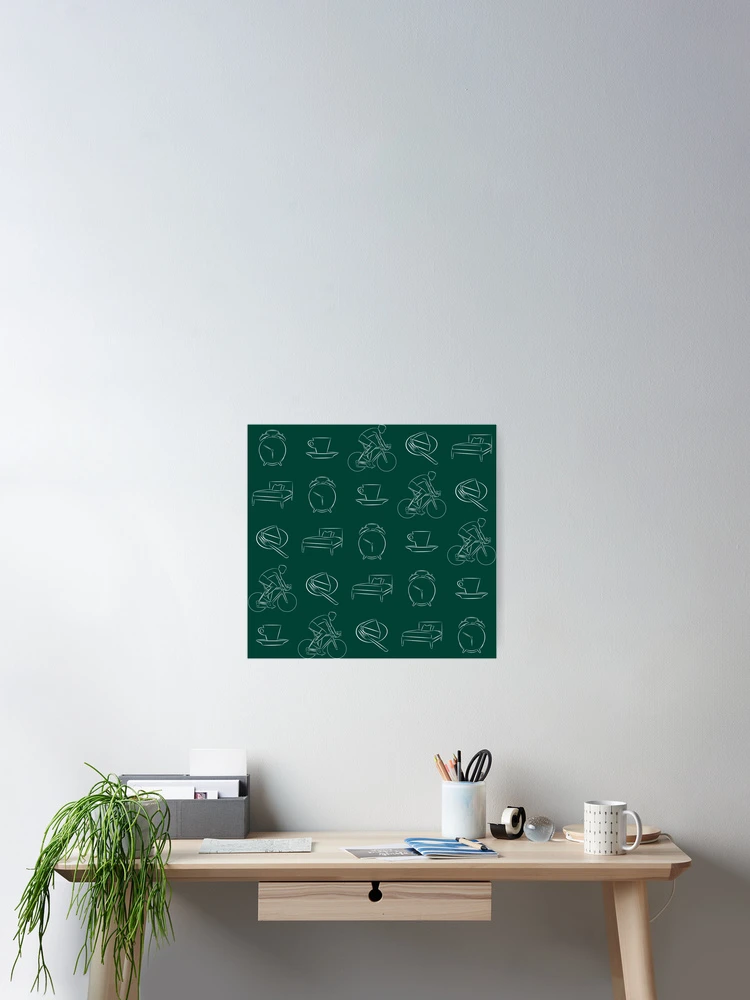 Thumbnail 2 of 3, Poster, Cyclist Routine White. Wake Up. Coffee. Go Ride. Cake. Go Sleep. designed and sold by RabeDesigns.