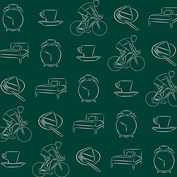 Artwork thumbnail, Cyclist Routine White. Wake Up. Coffee. Go Ride. Cake. Go Sleep. by RabeDesigns