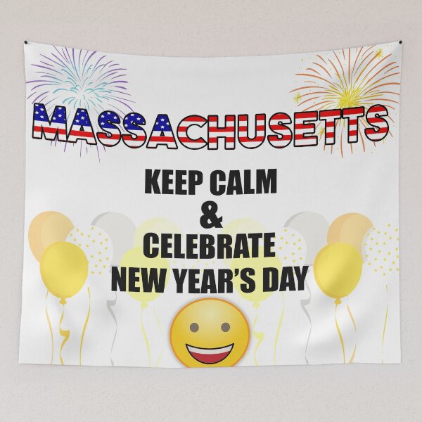 Item preview, Massachusetts Keep Calm & Celebrate New Year Day | Massachusetts Edition designed and sold by BestBash.