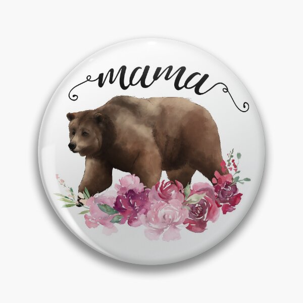 Artikelvorschau, Mama Bär, Grizzlybär, Blumenbär mit schwarzer Schrift entworfen und verkauft von TheElkWillow.