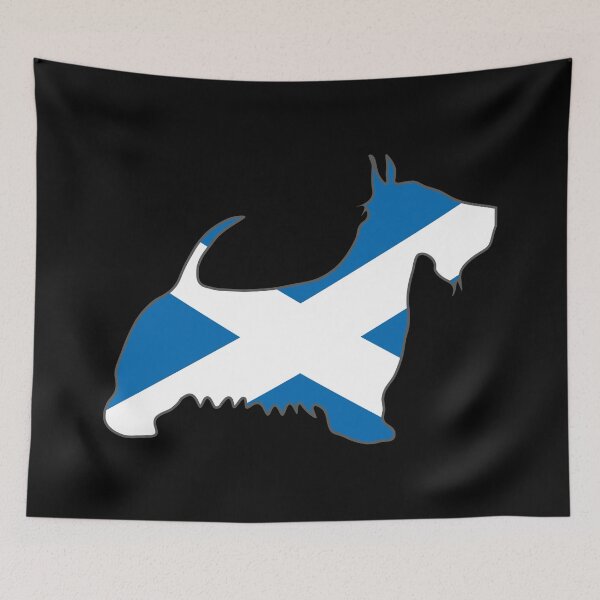 Artikelvorschau, Saltire Flag Scottish Terrier Hund Silhouette entworfen und verkauft von MacPean.