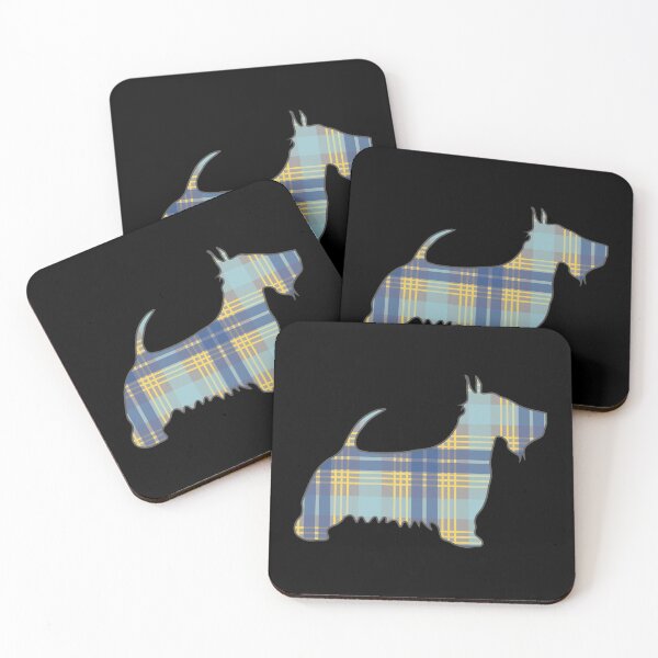 Item preview, Blue, Grey and Yellow Tartan Scottish Terrier Dog Silhouette   designed and sold by MacPean.