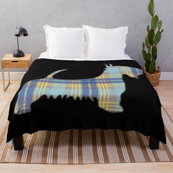 Item preview, Blue, Grey and Yellow Tartan Scottish Terrier Dog Silhouette designed and sold by MacPean.