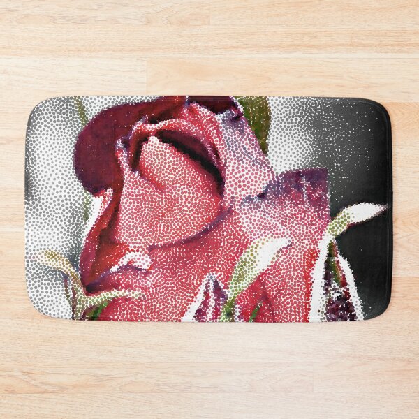 Item preview, Red Rose, Stippled, Portland Rose, Black and White background designed and sold by naturecdesigns.