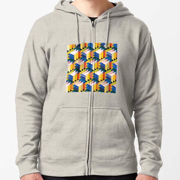 Multi patterned design Zipped Hoodie