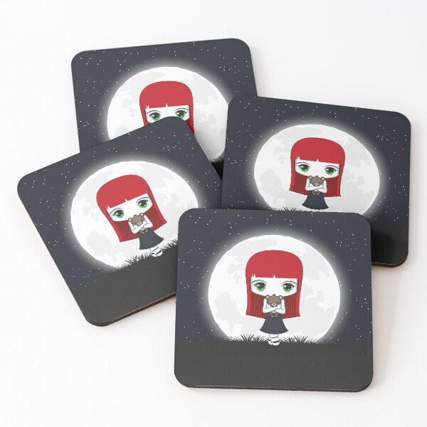 sweet girl with teddy bear Coasters (Set of 4)