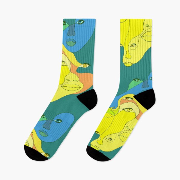 Item preview, Minimalistic Faces - Green/Yellow/Blue designed and sold by Emily Boynton.