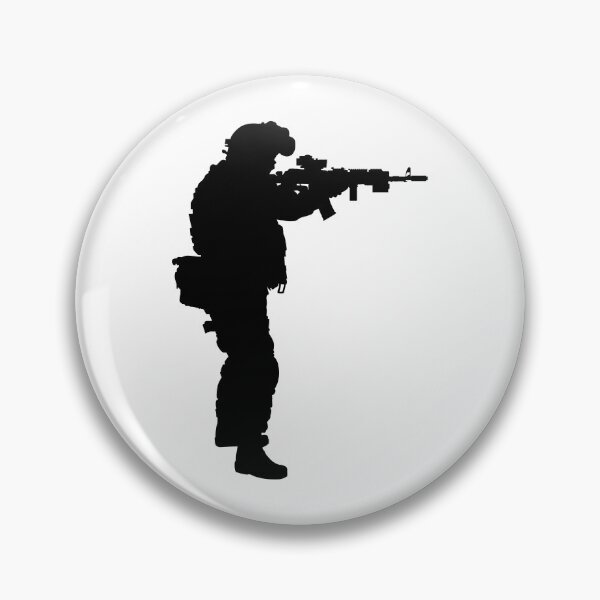 Item preview, Male soldier standing up and in full equipment and armament, fully automatic machine gun in hand such as the special forces, marines army and ksk, GRU, Sajeret. Isolated realistic silhouette designed and sold by Marcin Adrian.